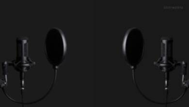 Görselde 2 adet siyah stüdyo mikrofonu yer alıyor